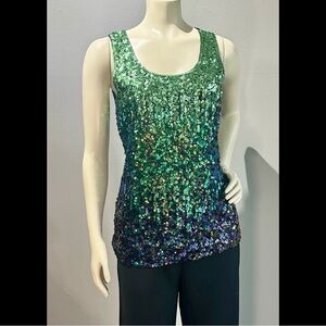 Sequin Green and Blue Women's Top